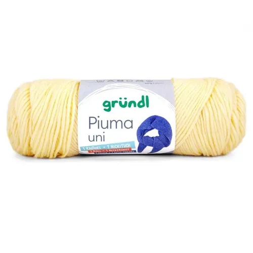 GRÜNDL WOLLE PIUMA UNI 100 g BUTTERGELB STRICKGARN HÄKELGARN