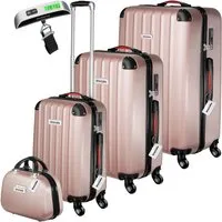 tectake® Hartschalenkoffer-Set 4-teilig in rosegold von tectake