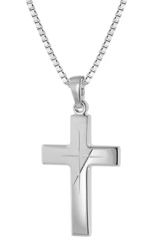 trendor Kette mit Anhänger Silber - Elegante Kreuz-Kette - Ketten mit Anhänger, aus hochwertigem 925 Sterlingsilber, 50 cm lang, mit edlem Diamantschnitt für einen strahlenden Look.