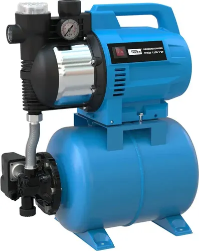 Güde Hauswasserwerk HWW 1100.1 VF - Wasserpumpen: Leistungsstarkes Hauswasserwerk mit schlagfestem Kunststoffgehäuse und integriertem Thermoschutz für zuverlässige Leistung und Langlebigkeit.
