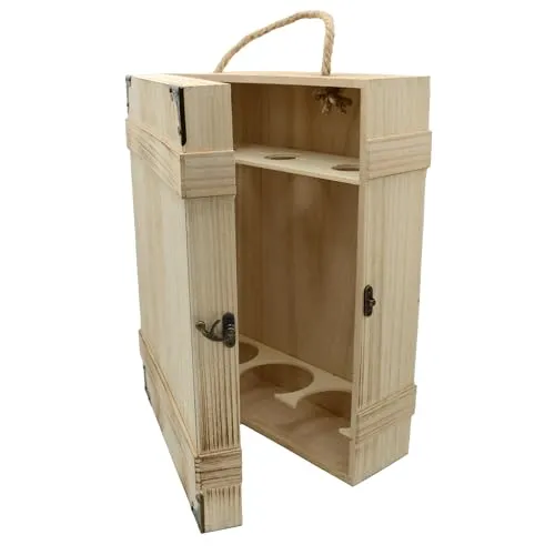 UNUS Weinkiste Holz geflammt rustikal für 3 Flaschen, Geschenkebox