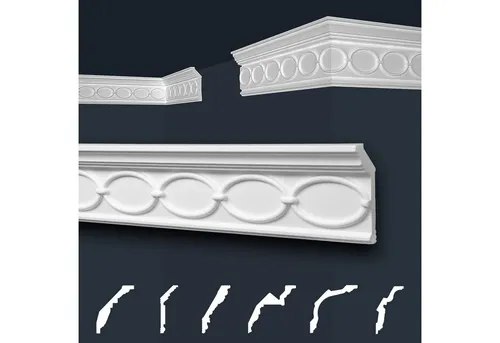 marbet design Stuckleiste B-31, 2 Meter, Deckenleisten Sparpaket aus Styropor EPS - Stuckleisten gemustert, leicht im traditionellen Design - 1 Stück / 2 Meter