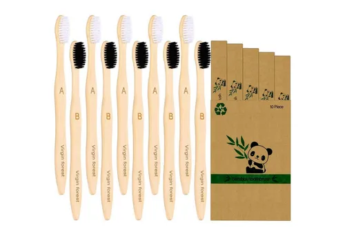LuxusKollektion Zahnbürste Bambus Zahnbürste BPAfrei Biologisch 10 Stück (weiche Borsten)B