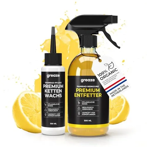 greaze Kettenwachs Fahrrad Reinigungsset Light - Premium Kettenpflege für alle Fahrräder - Fahrrad-Öle, nachhaltiges Kettenwachs auf pflanzlicher Basis für optimale Schmierung, reduziert Reibung und Verschleiß, ideal für reibungslose Gangwechsel.