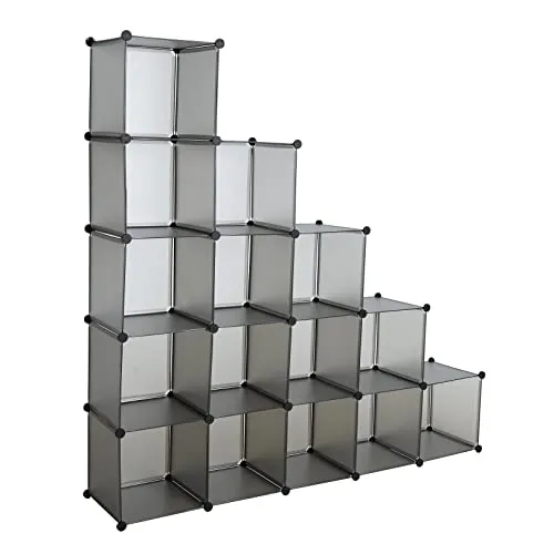 ESTEXO Würfelregal 15 Fächer - Flexibles Steckregal für jeden Raum - Würfelregal mit 15 Fächern, vielseitig aufbaubar und ideal für Bücher, Deko und mehr. Einfacher Aufbau, transparentes Design und stabiler Kunststoff.