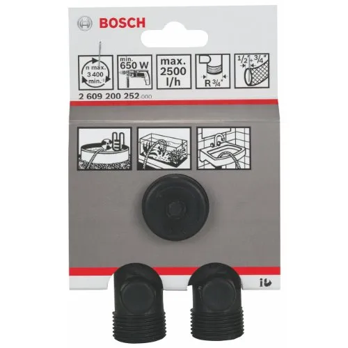 Bosch Professional Zubehör 2609200252 Wasserpumpe 2500 l/h, 1/2; 1,9 cm (0,75 Zoll), R 1,9 cm (0,75 Zoll), 4 m, 40 m, 30 Sec.min. 650W