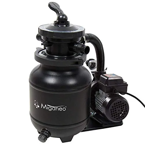 Miganeo Sandfilteranlage Speed Clean Dynamic 7000 - Schwarz | 6.300 l/h Pumpenleistung - Poolpumpen für Pools bis 19.000 Liter, stromsparend mit 250 Watt und 7 Funktionen für optimale Filterung in jeder Situation.
