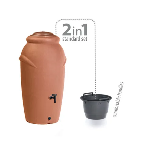 Prosperplast Regentonne terracotta 210 L Wasserhahn Wassertonne Amphore Fass