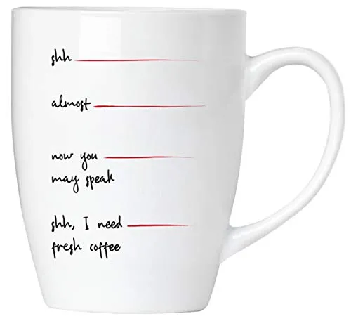 BRUBAKER - Shh, I Need Fresh Coffee - Kaffeetasse aus Keramik - 300 ml - Kaffeebecher