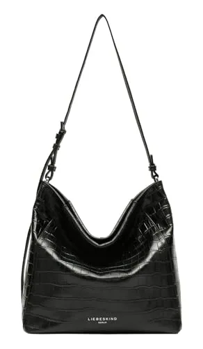 Liebeskind Berlin CHUDY NEW CROCO Hobo M, black M - Damen-Schultertaschen aus hochwertigem Schafsleder mit elegantem Design und abnehmbarem, verstellbarem Tragegurt – ideal für jeden Tag.