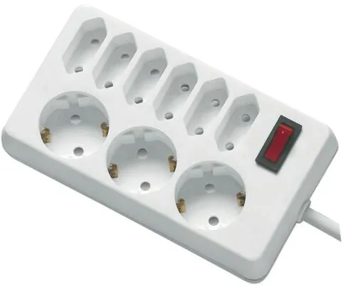 REV Steckdosenleiste - 9-fach Mehrfachsteckdose mit Schalter, 6 Eurosteckdosen und 3 Schuko, ideal zur Reduzierung von Kabelsalat und für Hi-Fi Anlagen