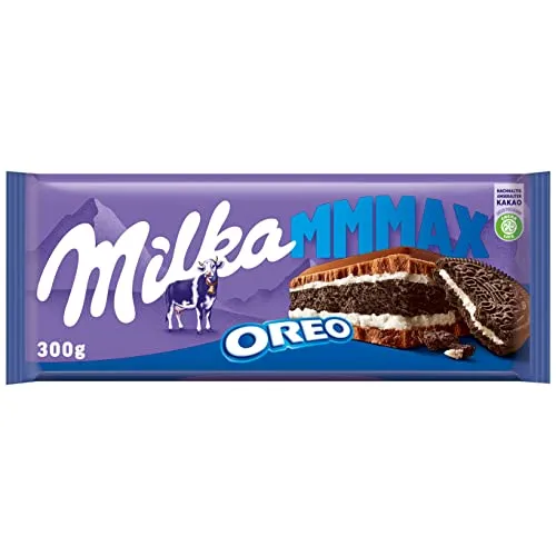 Milka Mmmax Oreo – Alpenmilch-Schokolade mit knusprigem Oreo-Keks und Milchcrème – 300g
