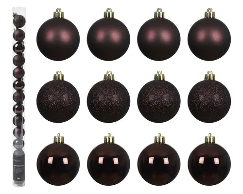Kaemingk Weihnachtsbaumkugel, Weihnachtskugeln Kunststoff 3cm 14er Set - Schwarze Trüffel