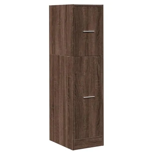 vidaXL Apothekerschrank Braun Eichen-Optik 30x41x118 cm - Kommode aus langlebigem Holzwerkstoff, ideal für Ordnung in Küche, Wohnzimmer oder Büro mit 3 Schubladen und einfacher Bedienung dank hochwertiger Metallschienen.