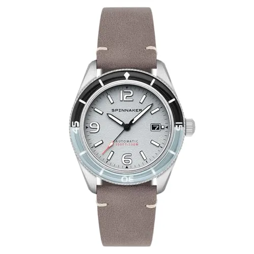 Spinnaker Fleuss Automatik-Uhr für Herren – 43 mm Edelstahl, echtes Lederarmband, wasserdicht 150 m