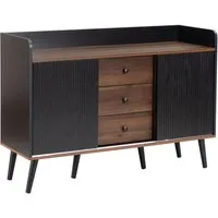 Schwarzes Sideboard 117x39x79 cm mit 3 Schubladen und 2 Schiebetüren