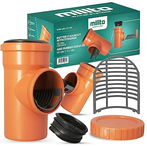 Millto™ Regenrohfilter Sieb Gummireduktion 90 x 110mm Fallrohrfilter Dachrinne Dachrinnenspülsystem Laubfänger Dachrinnensieb Abflusssystem Orange Dachrinnenzubehör Regenwasserfilter