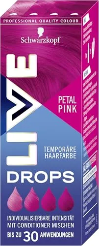 Produktbild Schwarzkopf Live Color Drops Petal Pink (30 ml), dosierbare Farb-Drops für einen individuellen Look, Tönung zum Mischen mit dem Conditioner, temporäre Coloration hält bis zu 12 Haarwäschen