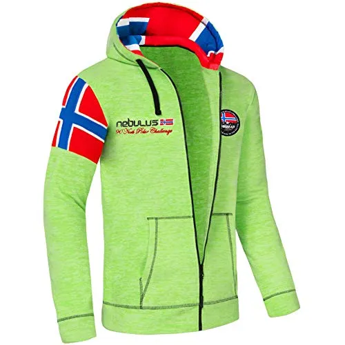 Nebulus Herren Fleecejacke Searcher, warme Fleece Jacke, mit langem Full-Zip Reißverschluss, Lime_Green-Mel - XXL
