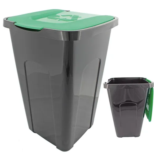 Abfalltonne Recycling Glas 50 Liter 56x36x36cm Mülleimer Schwarz Deckel Grün