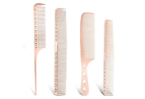 LuxusKollektion Strähnenkamm 4er Set Aluminium Haarkämme für Männer und Frauen, Friseur