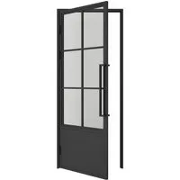 inova Loft Glastür 830 x 2040 mm – Klarglas mit Kickplatte, Schwarz - Hochwertige Glastür aus 4mm Sicherheitsglas, inkl. Zarge und Beschlag. Robust und einfach montierbar – ideal für Stein- und Rigips-Wände.