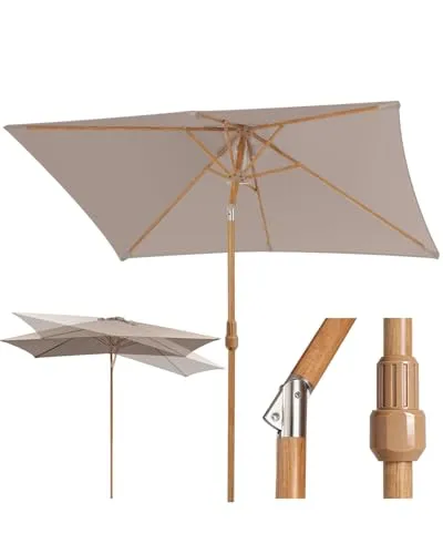 Sekey Rechteckschirm 300 cm x 200 cm Holz Sonnenschirm für Garten und Terrasse - Eleganter Gartenschirm mit Holzoptik, der optimalen Schutz vor Sonne und Regen bietet. Ideal für jede Outdoor-Oase, sorgt er für eine stilvolle Atmosphäre und bleibt auch bei langjähriger Nutzung farbstabil.