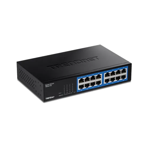 TRENDnet TEG-S17D 16-Port Gigabit-Desktop-Switch - Netzwerk-Switches mit 16 Gigabit-LAN-Anschlüssen für hohe Geschwindigkeit und zuverlässige Netzwerkverbindungen, ideal für kleine bis mittelgroße Büros.