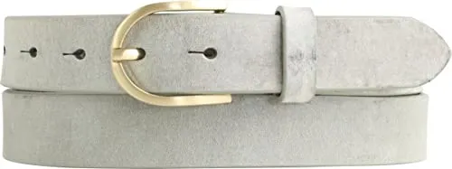 BELTINGER Damen-Gürtel aus weichem Vollrindleder Vintage-Look 3 cm | Leder-Gürtel für Damen 30mm | Schmaler Gürtel Used-Look mit goldener Gürtelschnalle | Hellgrau 105cm
