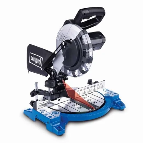 Scheppach Kappsäge- und Gehrungssäge HM210L - 1500W Leistung, präzise Schnitte mit integriertem Laser und neigbarem Sägekopf bis 45°