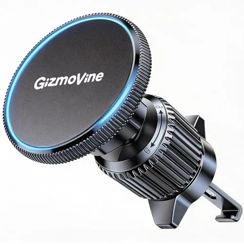 GizmoVine Magnetische Handyhalterung Auto für iPhone 12–17 MagSafe | 20 N52-Magnete, bis 3 kg getestet, 360° verstellbar; Metallplatte für Android und nicht magnetische Hüllen
