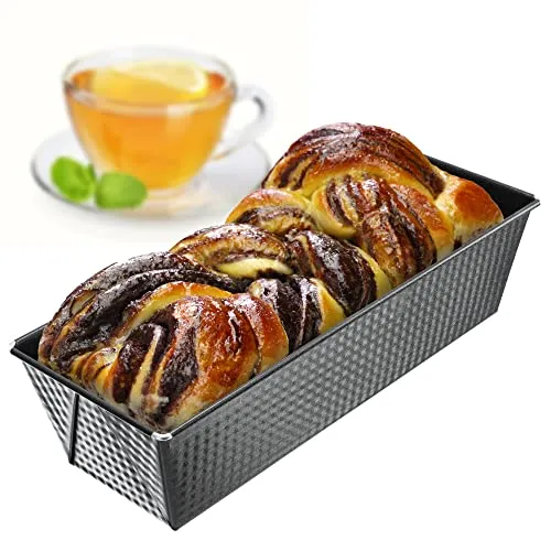 KADAX Rechteckige Backform, Kastenform aus Blech, Königskuchenform mit Antihaftschicht, Brotbackform, Kuchenform, Backform, eckige Brotform (30,5 x 12 cm, Schwarz)