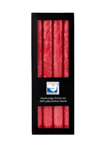 Kerzenfarm Stearin 4-er Stabkerzenset 250x22mm, rot, 092205MB