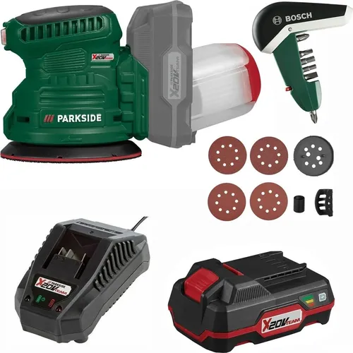 PARKSIDE Akku-Exzenterschleifer PAEXSG 20-Li mit 4 Schleifblättern