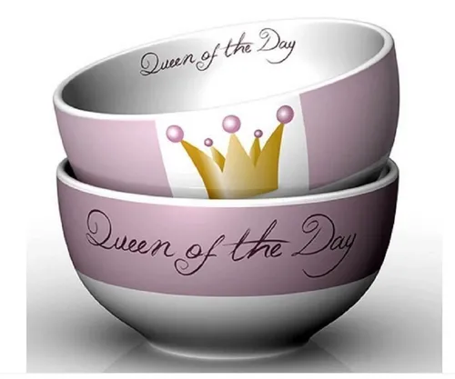 La Vida Müslischüssel Schale Müslischale mit Aufschrift -Queen of the Day - ca. 13x9cm, Porzellan, Schale, Schüssel - ideal als Geschenk