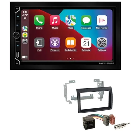ESX VMX700DAB 2-DIN Autoradio kompatibel mit Wireless Apple CarPlay Android Auto Bluetooth DAB+ passend für FIAT Ducato ab 2006 schwarz gewölbte Kante