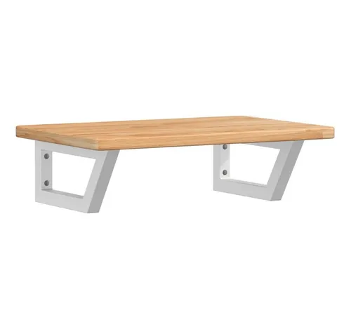 vidaXL Waschtischplatte aus Eiche mit Stahlhalterung - Badezimmerschränke: Elegante, platzsparende Waschtischplatte aus massivem Eichenholz mit stabilen Stahlhalterungen, ideal für moderne Badezimmer.