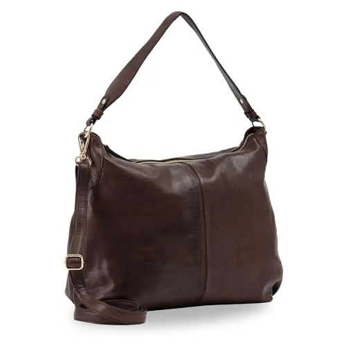 Gusti Leder Shopper Hannah - Edle Damen Handtasche für jeden Anlass - Zeitlose Vintage-Umhängetasche in Camelbraun aus echtem Rindsleder; robust und stilvoll für Alltag und Shopping. Praktische Inneneinteilung mit Reißverschluss für optimale Organisation.