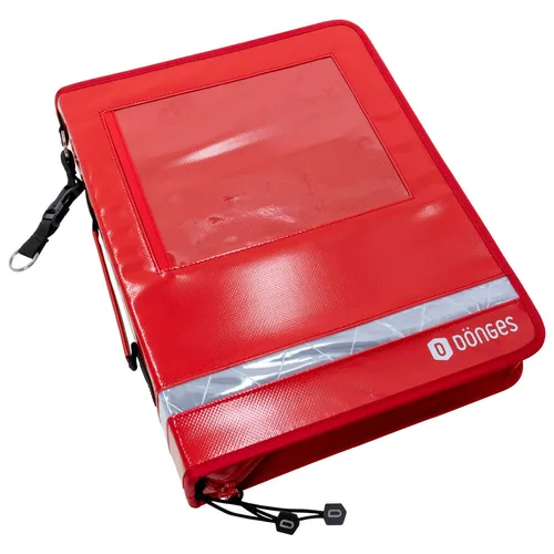 Dönges Dokumentenmappe Komfort, rot/weiß - Organizer für Fahrtenbuch und Dokumente, mit großem Klarsicht-Einschub und vielen Fächern, wasser- und schmutzabweisend, ideal für unterwegs.