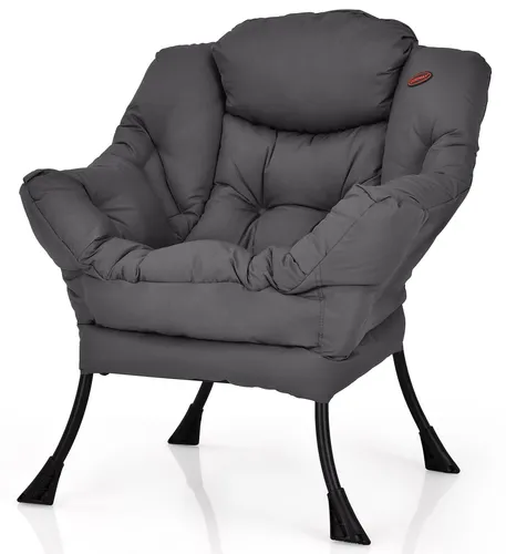 COSTWAY Relaxsessel Grau, gepolstert mit Armlehnen & Seitentasche - Bequemer Relaxsessel mit ergonomischem Design, ideal für Wohnzimmer und Büro. Hochdichte Polsterung und atmungsaktiver Bezug sorgen für maximalen Komfort. Pflegeleicht und leicht zu montieren.