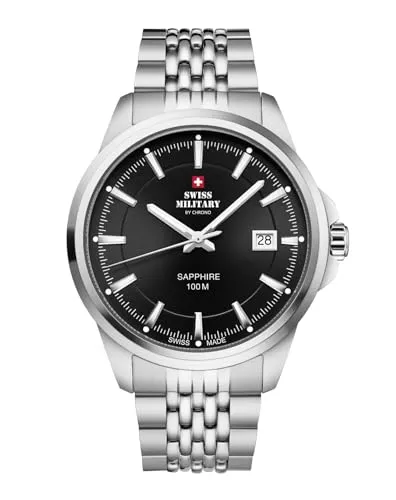 Swiss Military by Chrono Herren Uhr SM34104.01 - Armbanduhren für Herren, klassische Quarzuhr mit robustem Edelstahlarmband, wasserdicht bis 100m und Schweizer Uhrwerk für höchste Präzision und Qualität.
