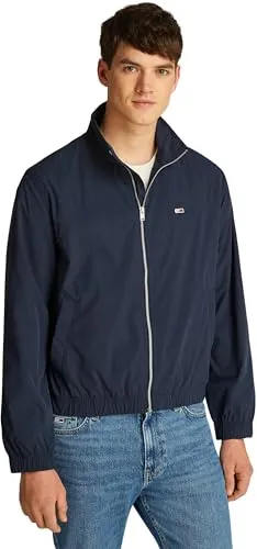 Tommy Jeans Herren Windbreaker Jacke Essential Stehkragen, Blau (Dark Night Navy) - XXL - Funktionsjacken mit fixierter Kapuze und zwei praktischen Reißverschlusstaschen, ideal für aktive Tage im Freien.