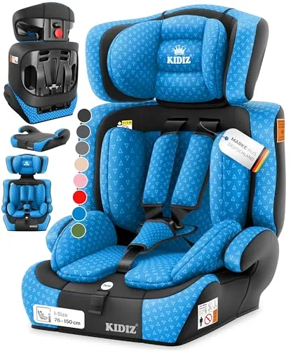 KIDIZ Autokindersitz - Sicherer Kindersitz in Blau - Kindersitz für die Gewichtsklasse 9-36 KG, ideal ab 12 Monaten. Mit robustem Polyesterbezug für maximalen Komfort und Sicherheit auf jeder Fahrt.