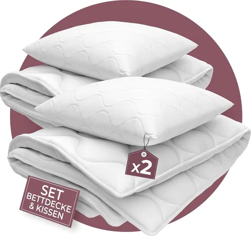 EVAN BROWNS® Set Bettdecke mit Kissen - 4-teilig für höchsten Schlafkomfort - Bettwäsche Set 135x200 und Kissen 80x80, atmungsaktiv, hypoallergen und pflegeleicht für einen erholsamen Schlaf das ganze Jahr über.
