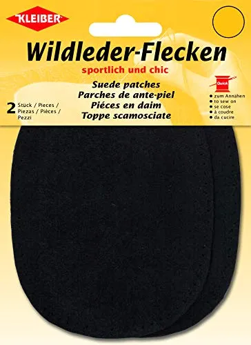 Kleiber 12 x 10 cm Ovale Flicken aus Velours-Leder, 1 Paar, schwarz