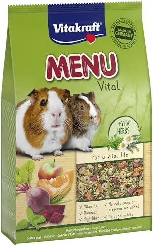 Vitakraft Menü Vital, Meerschweinchen Futter, mit Apfel, mit Kürbis, mit Roter Beete, angereichert mit Kräutern, ohne Zusatz von Zucker und Getreide (1x 5kg)