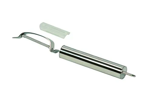 Kelomat, 1665-247, Pendelschäler, Edelstahl, 26.5 x 2 x 2.2 cm, Obstschäler, Sparschaler, Gemüseschäler, zweischneidig, Premium, rostfrei, ergonomisch, silber, Kartoffelschäler