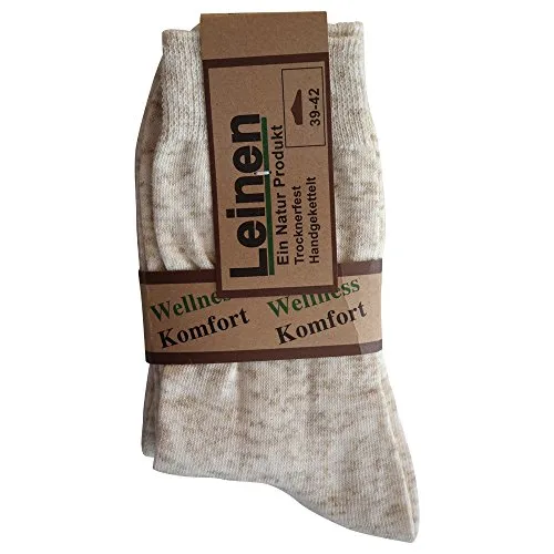 Lieblingsstrumpf24 6 Paar Natur Socken aus 50% Leinen und 50% Baumwolle