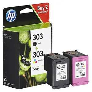 HP 303 Schwarz und Tri-Color Original Tintenpatrone (3YM92AE#LS1) - 2er-Pack original Tintenpatronen für brilliante Druckergebnisse. Hohe Ergiebigkeit: bis zu 200 Seiten in Schwarz und bis zu 165 Seiten in Farbe. Ideal für den täglichen Einsatz im Büro oder Zuhause.