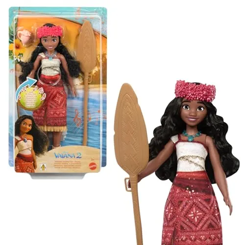 Mattel Disney Vaiana 2 - singende Vaiana-Abenteuerpuppe mit charakteristischem Outfit, 4-sprachige Songs und 4 tolle Accessoires